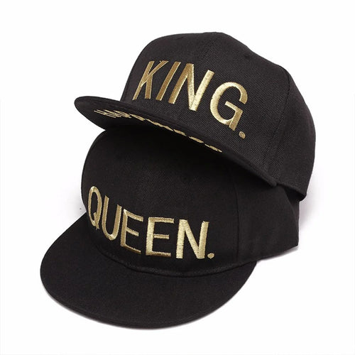 Unisex KING QUEEN Golden Thread Embroidery Hip-hop Hats