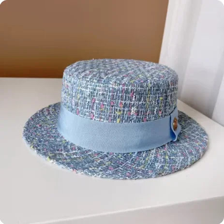 Xiao Xiang Pearl Tweed Flat Top Bucket Hat