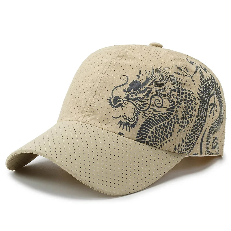 Unisex Dragon Pattern Quick-Dry Sports Baseball Cap