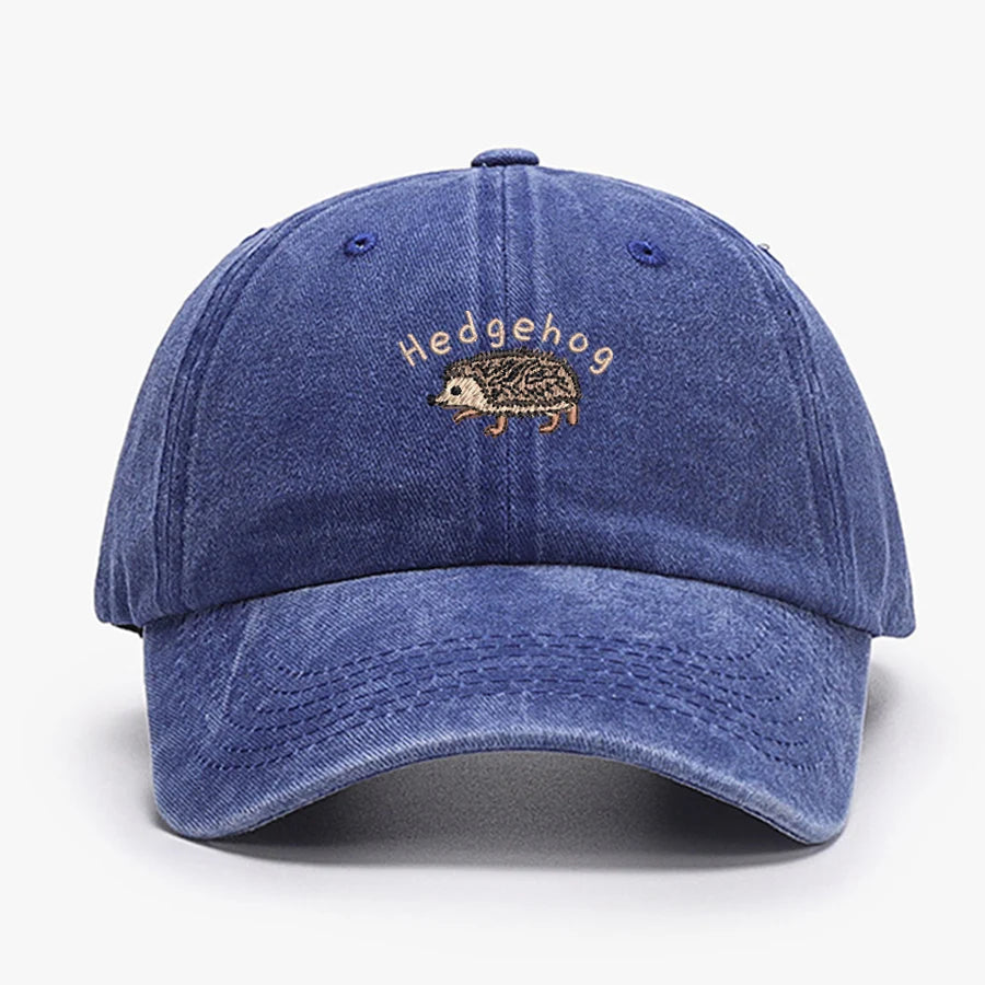 Mini Hedgehog Embroidery Vintage Cotton Baseball Cap
