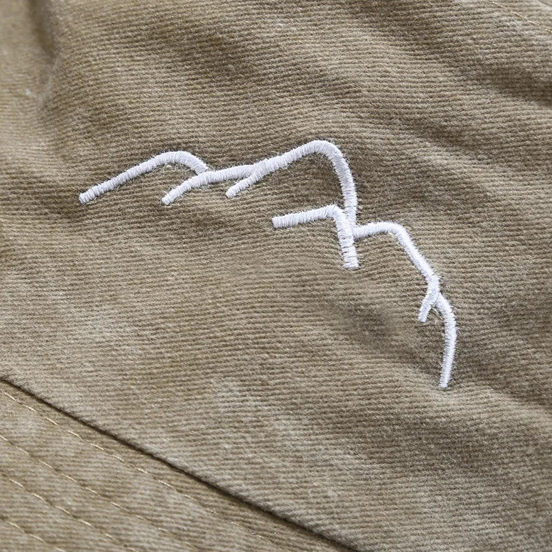 Washed Old Mountain Embroidery Fisherman Hat