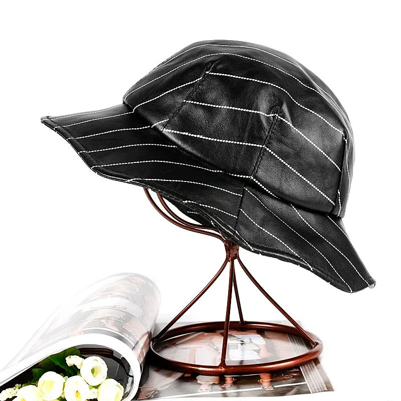 Winter Genuine Leather Women's Bucket Hat