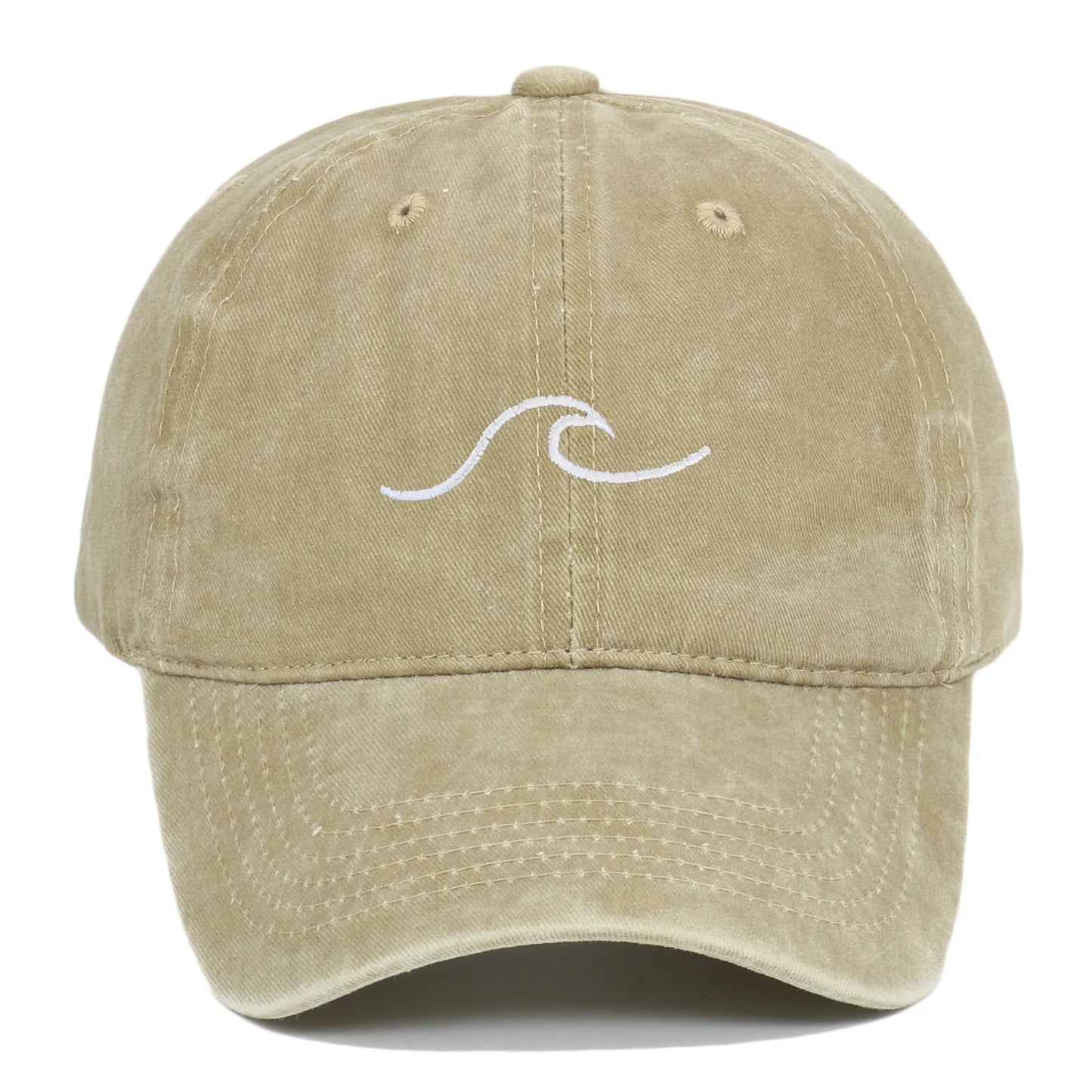 Wave Pattern Embroidered Retro Washed Baseball Cap