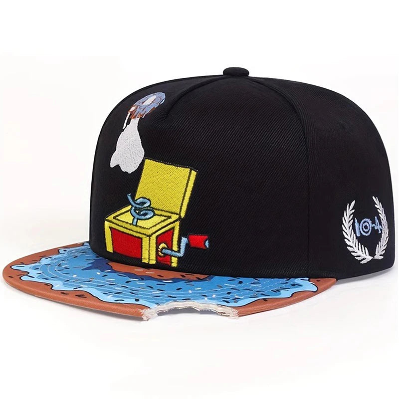 Doughnut Record Flat Brim Snapback Cap