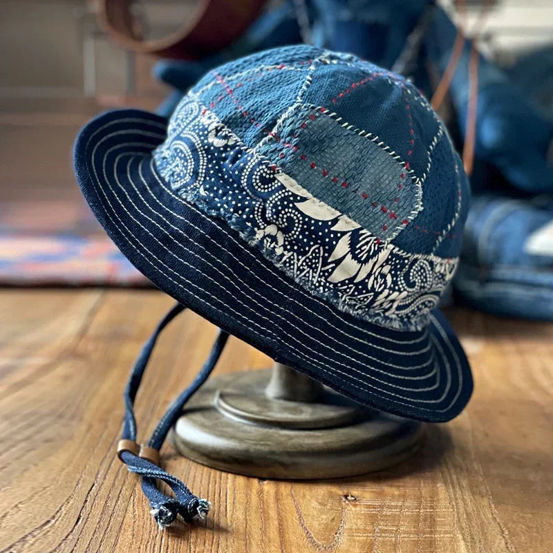 Japanese Handmade Indigo Patch Bucket Hat