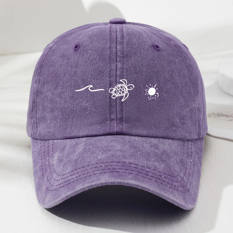 Wave Turtle Retro Baseball Cap Unisex