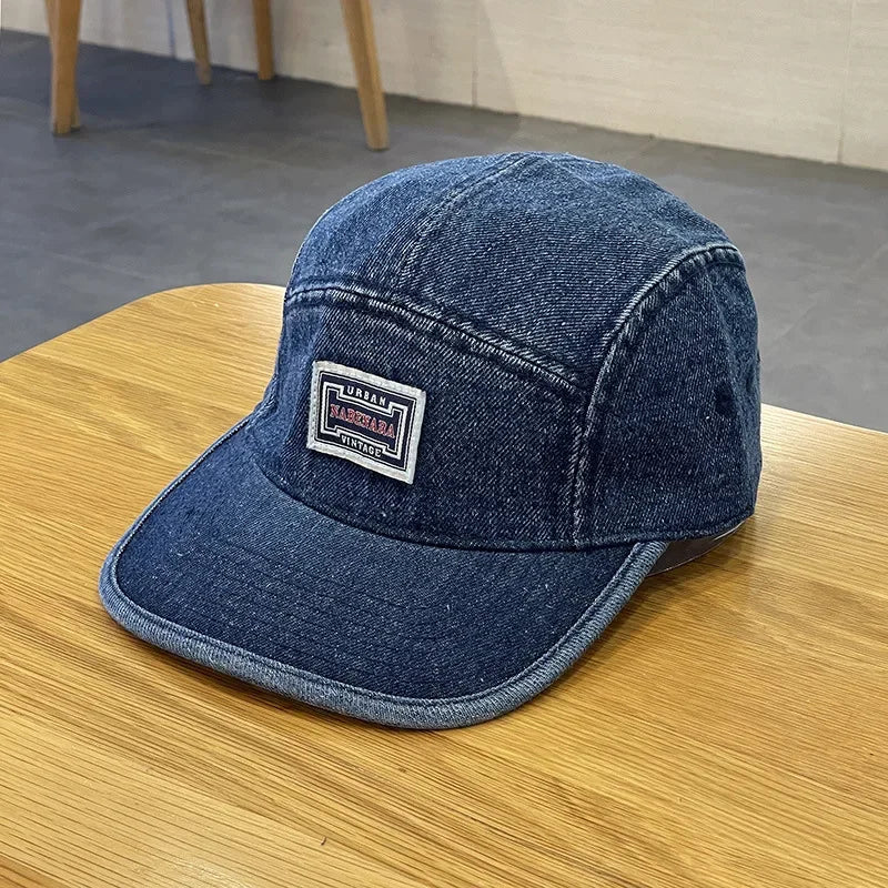 Vintage Denim Flat Brim Snapback Cap
