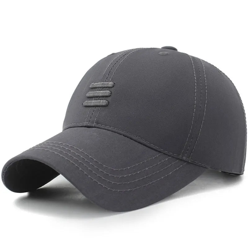 Three Horizontal Lines Embroidery Baseball Caps