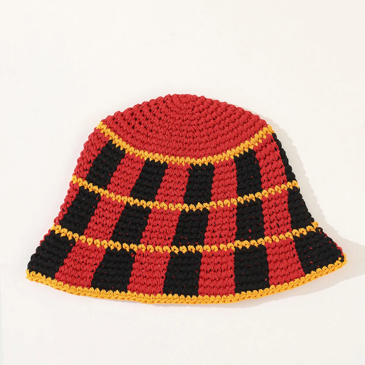 Japanese Korean Color Contrast Plaid Bucket Hat