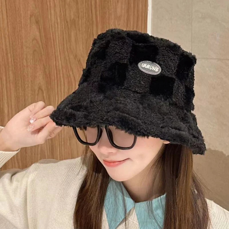 Warm Sheepskin Versatile Autumn Winter Bucket Hat