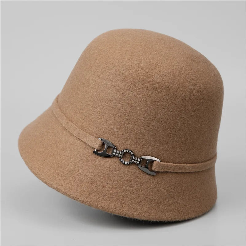 Women's Premium Wool Buckle Winter Bucket Hat