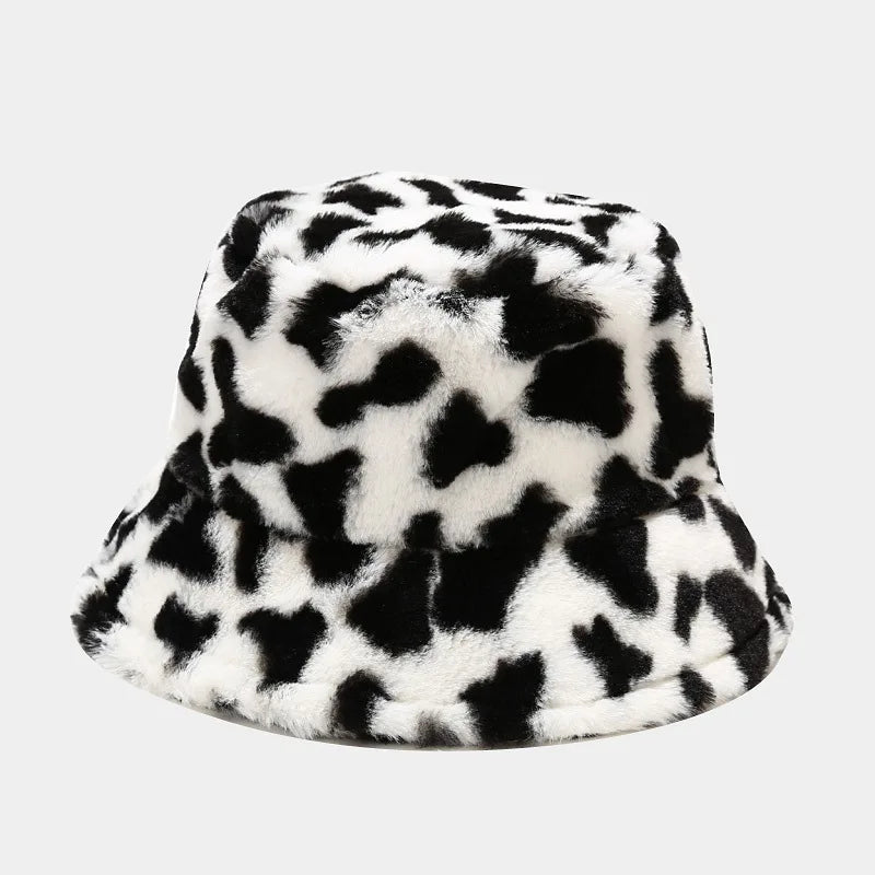 Panda Faux Fur Bucket Hat
