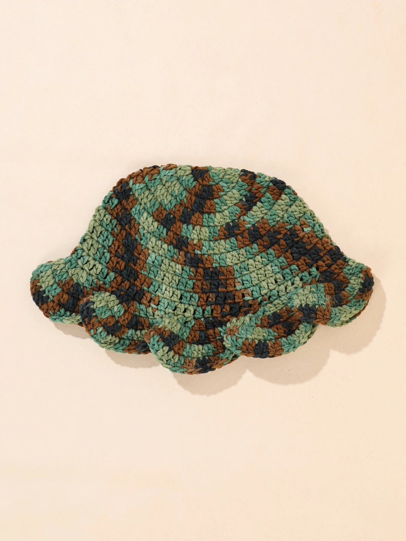Green Brown Retro Hand Woven Bucket Hat