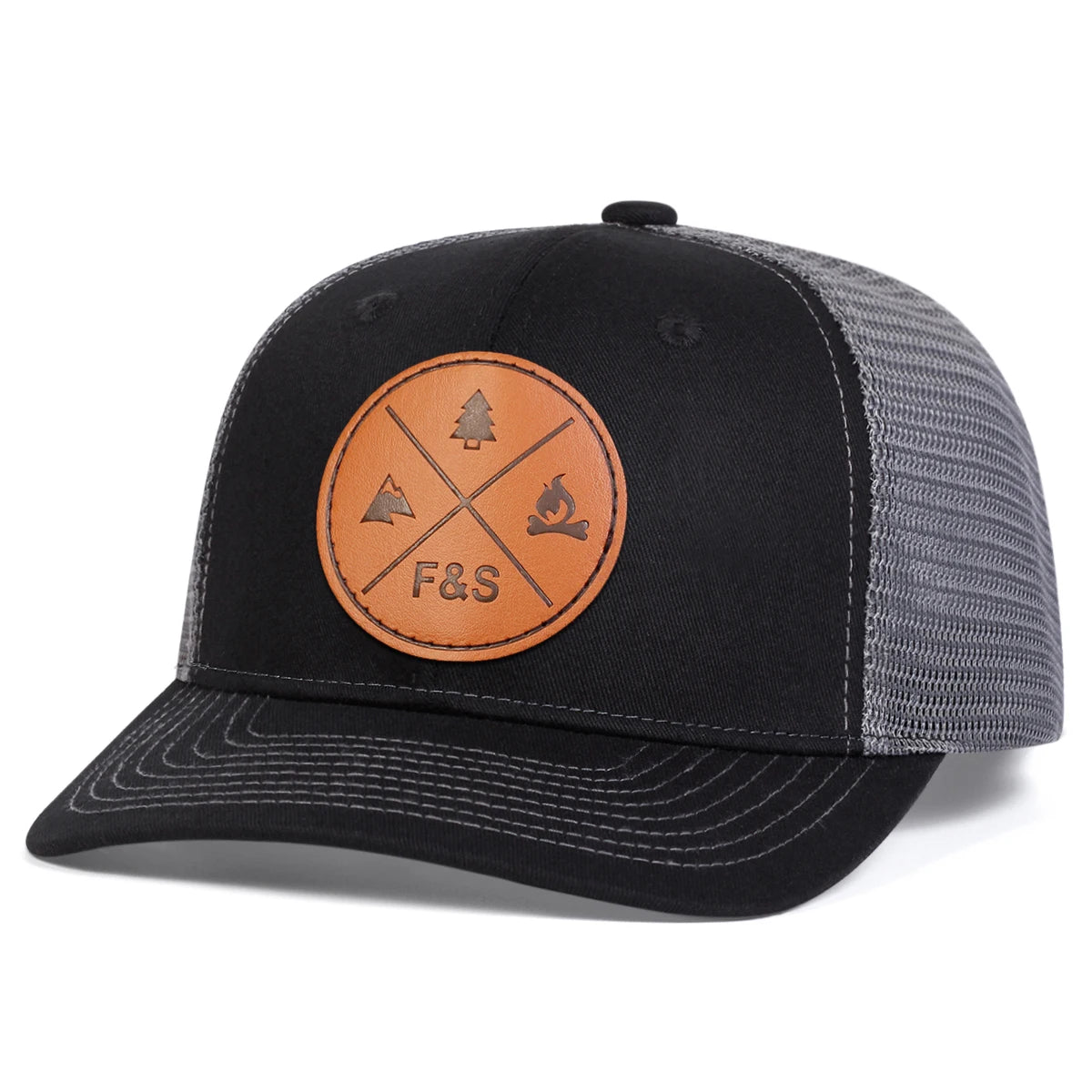 Unisex F&S Round Leather Label Baseball Net Caps
