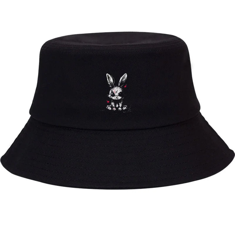 Graffiti Rabbit Street Style Breathable Sun Protection Bucket Hat