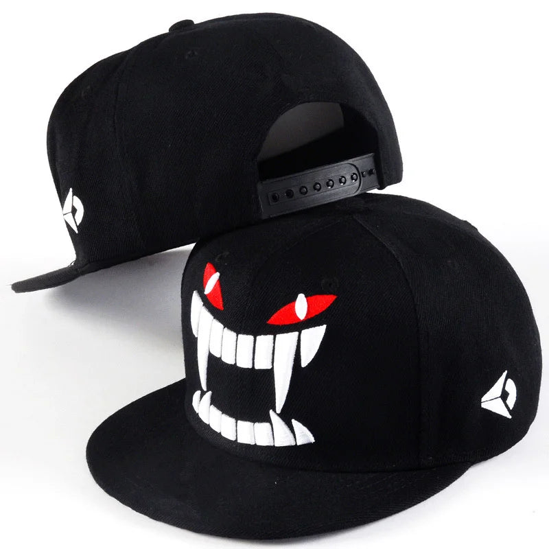 Ghost Teeth Embroidery Hip Hop Snapback Cap
