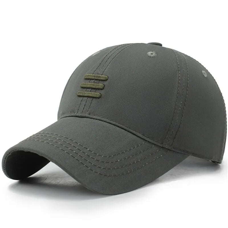 Three Horizontal Lines Embroidery Baseball Caps