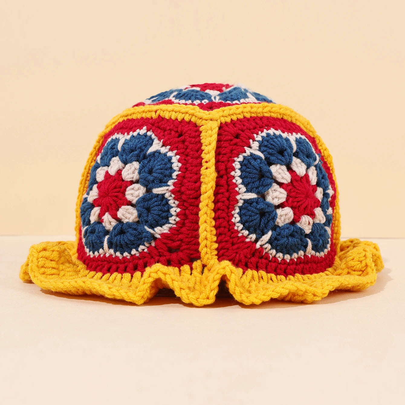 Women's Ethnic Flower Knitted Bucket Hat