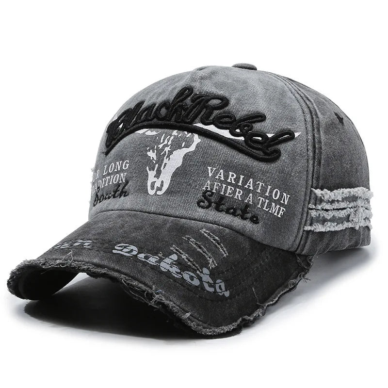 Vintage Letter Embroidery Cow Baseball Cap Unisex