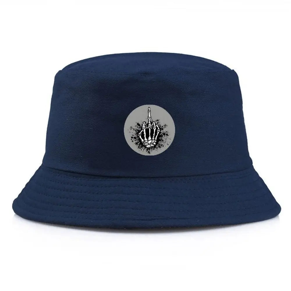 Unisex Hand Gesture Print Cotton Bucket Hat