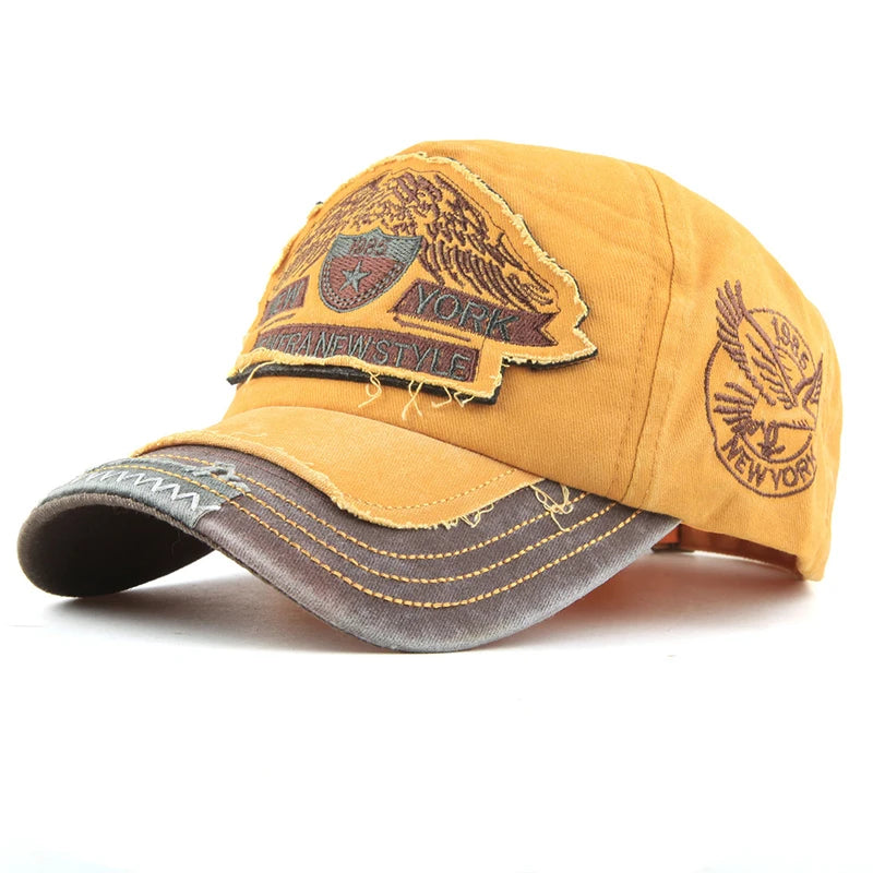 Unisex Washed Cotton Letter Adjustable Baseball Cap