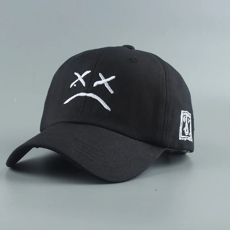 Sad Face Embroidered Cotton Dad Hat