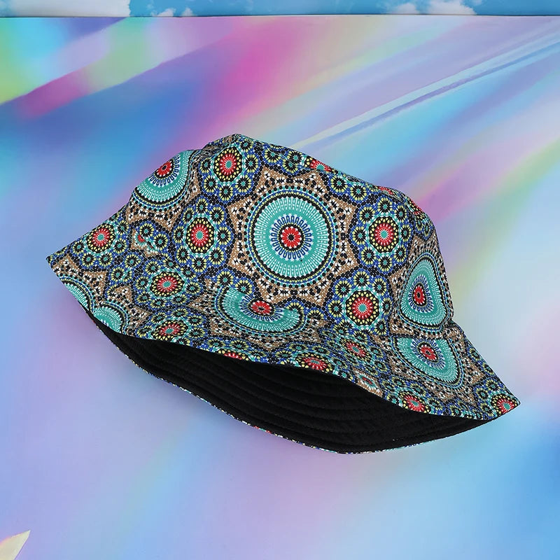 Retro Geometric Graffiti Reversible Bucket Hat