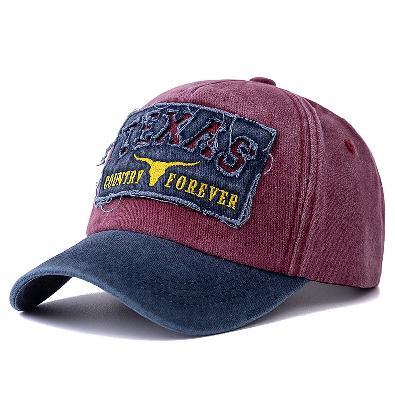 Washed Texas Letter Embroidered Baseball Cap