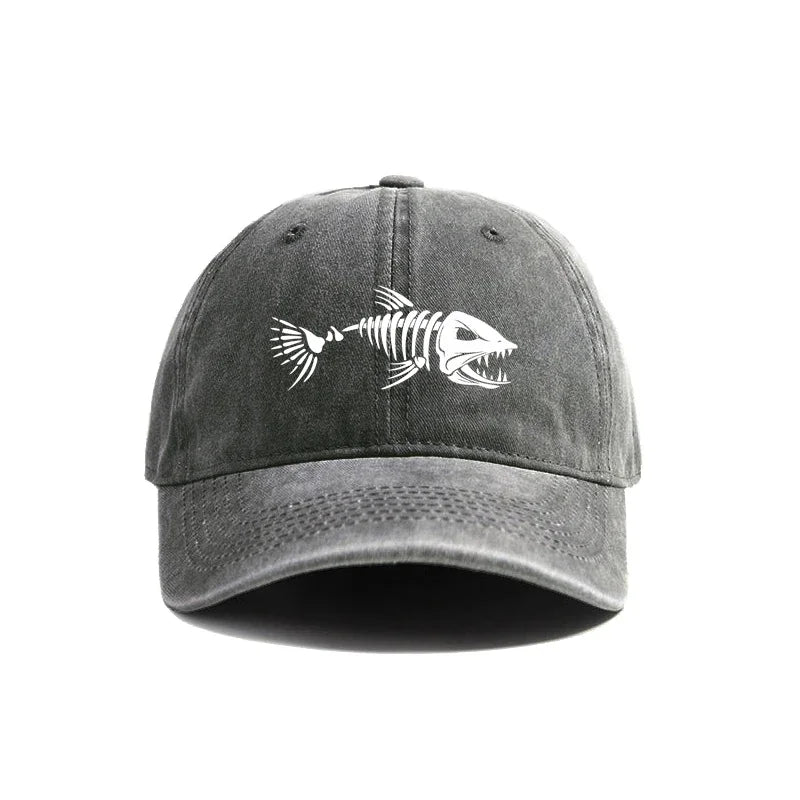Vintage Fishbone Print Unisex Baseball Cap
