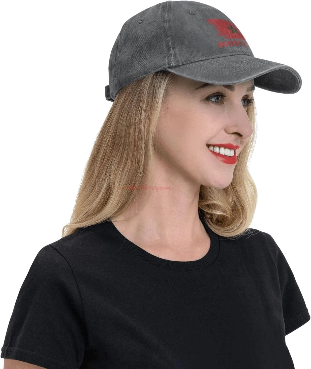 Vintage Morocco Flag Washed Denim Baseball Cap