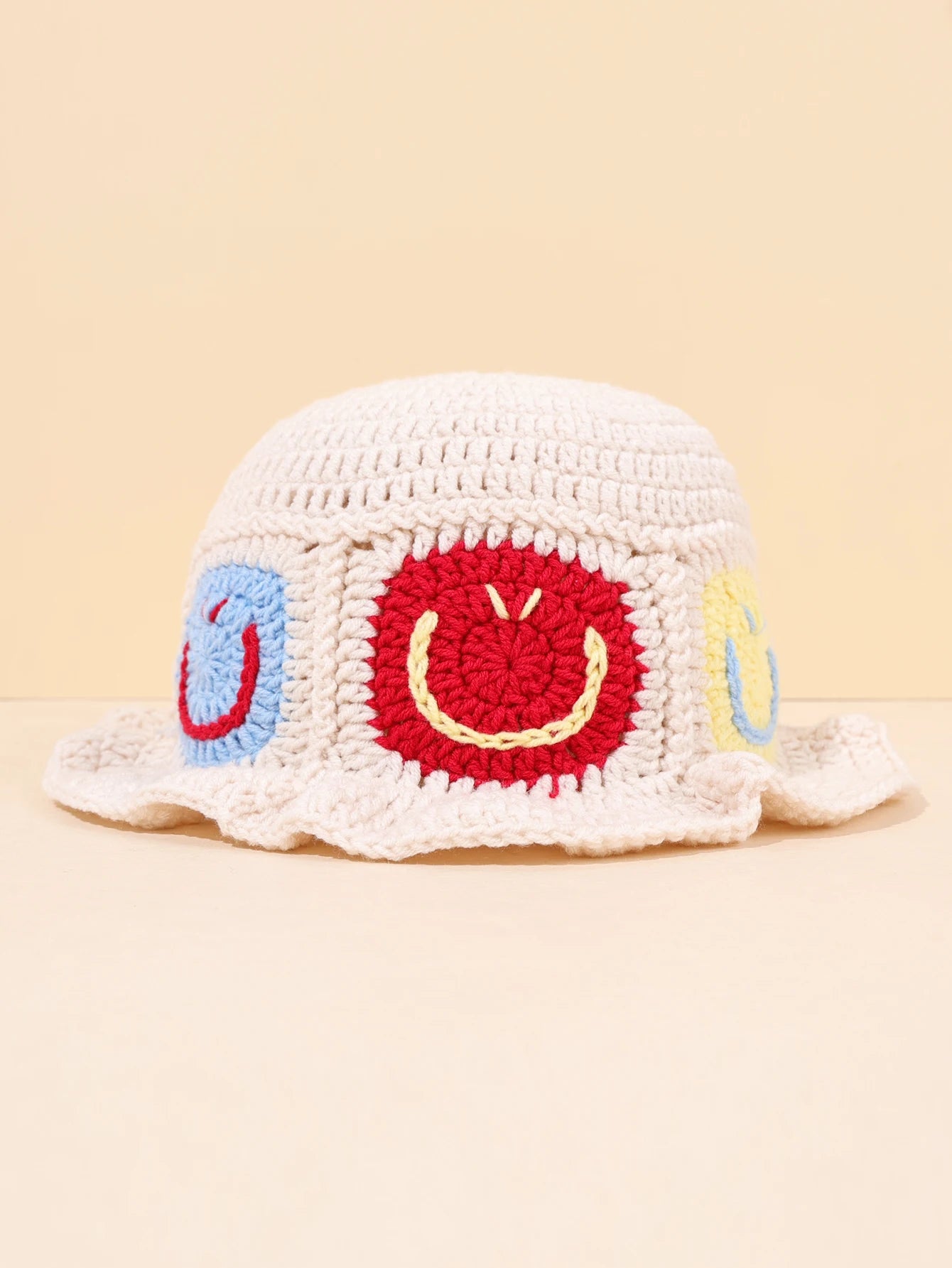 Cute Smiling Warm Knitted Bucket Hat