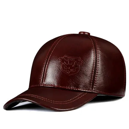 Genuine Leather Winter Baseball Cap