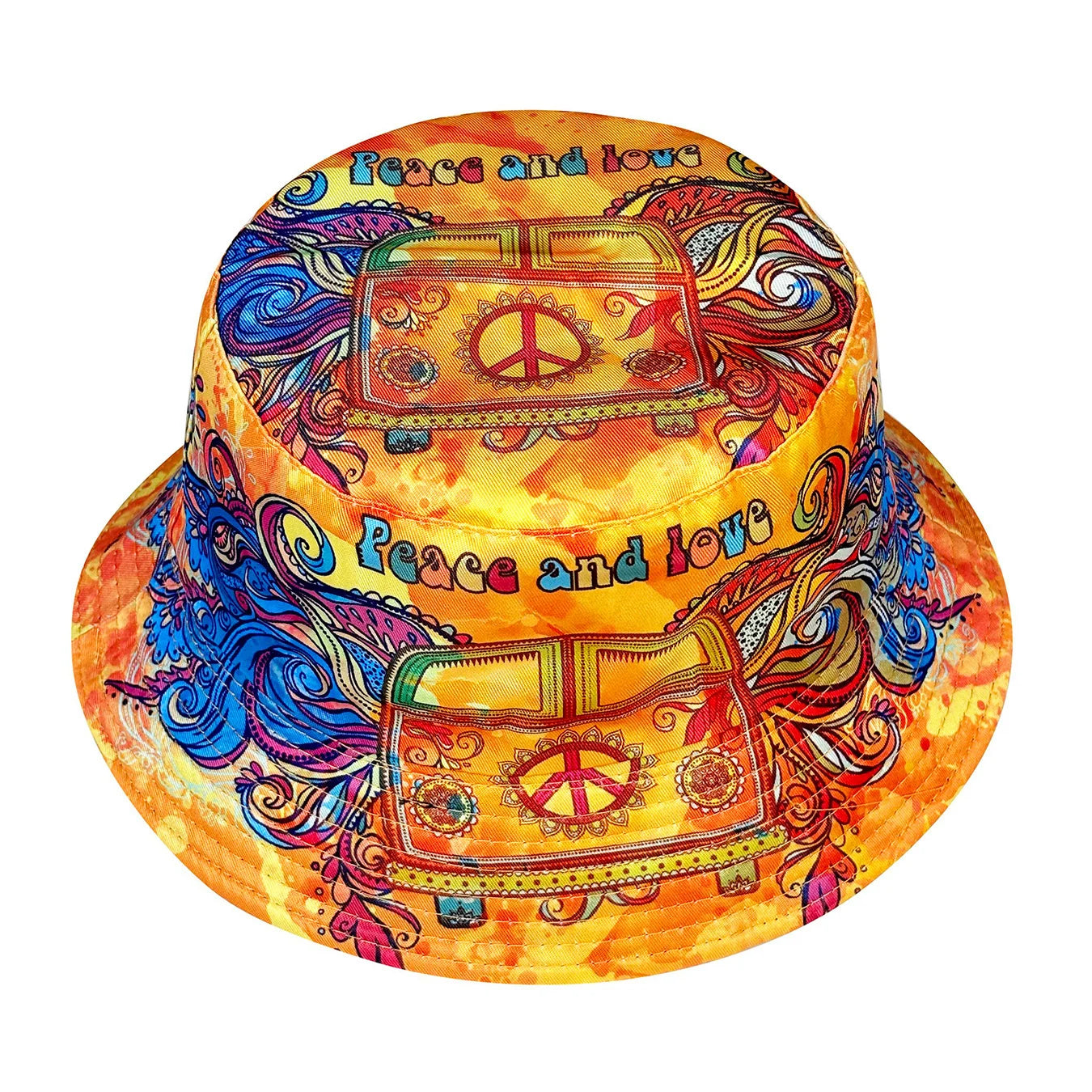 Peace and Love Reversible Colorful Bucket Hat