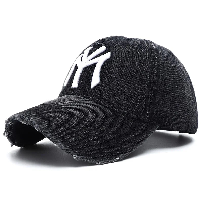 Washed Denim Vintage Baseball Cap Men