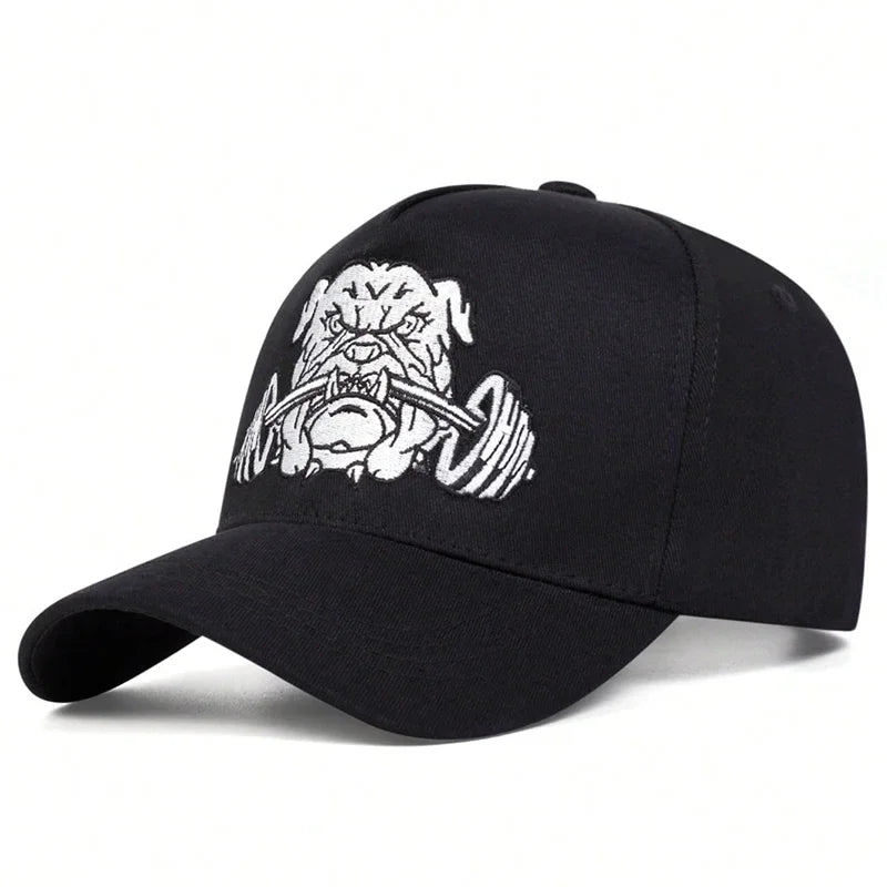 Bulldog Dumbbells Embroidered Sports Baseball Cap