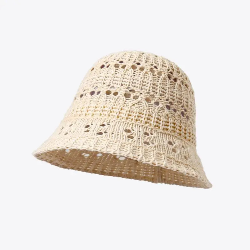 Womens Summer Hollow Breathable Foldable Beach Bucket Hat