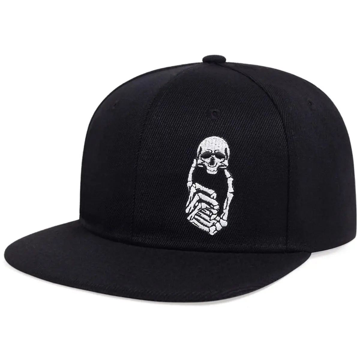 Unisex Skeleton Finger Embroidery Snapback Cap