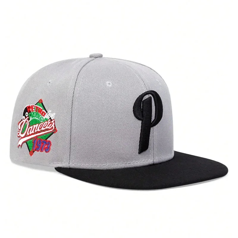 Unisex P Letter Embroidery Hip Hop Snapback Cap