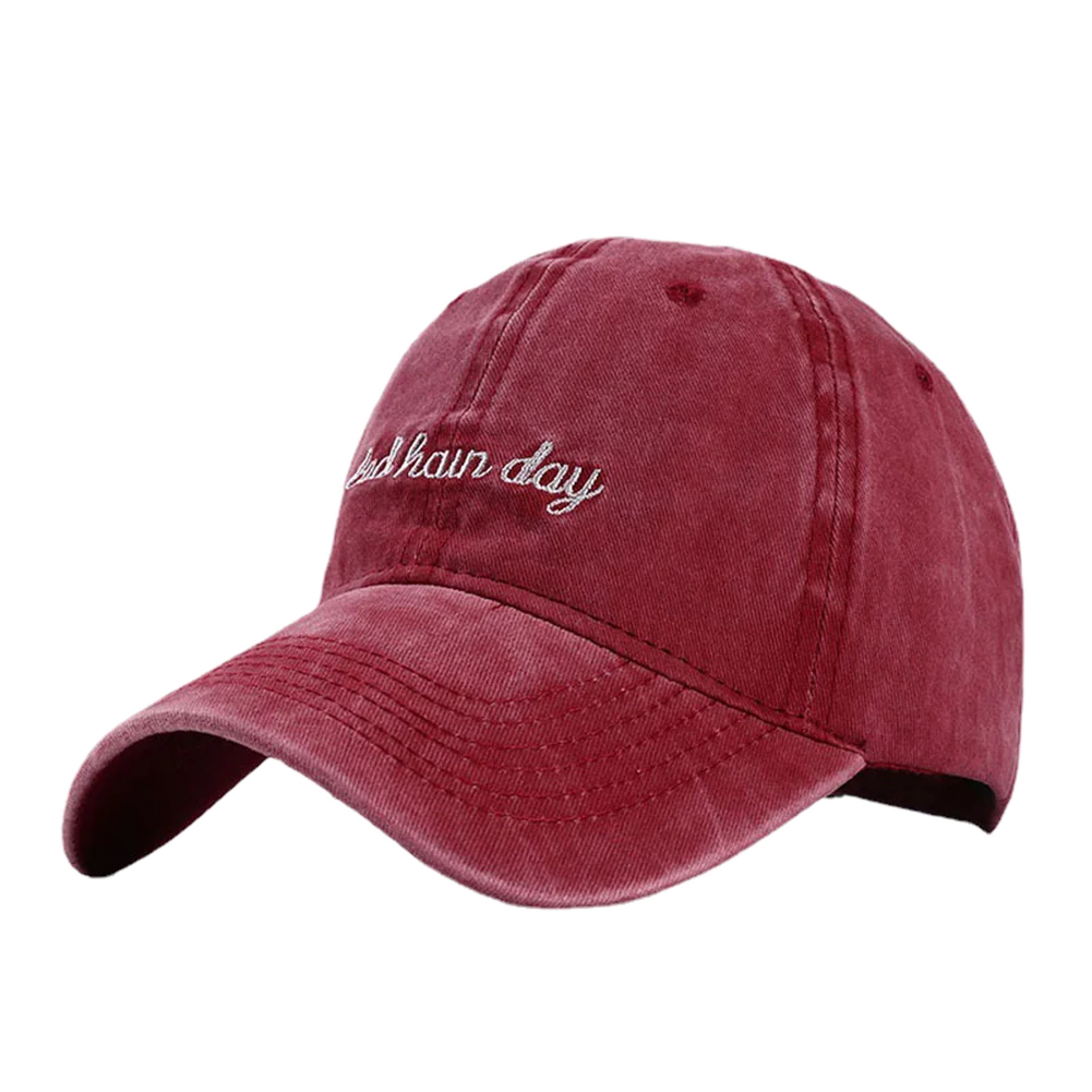 Bad Hair Day Letter Embroidery Washed Baseball Cap