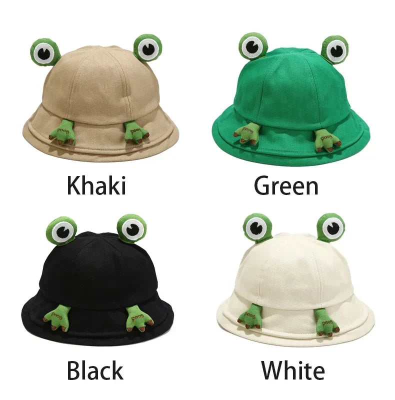 Kids Cartoon Frog Bucket Hat with Ears