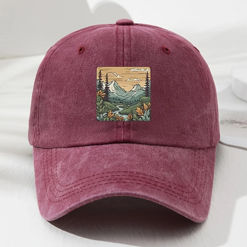 Retro Landscape Print Outdoor Baseball Cap