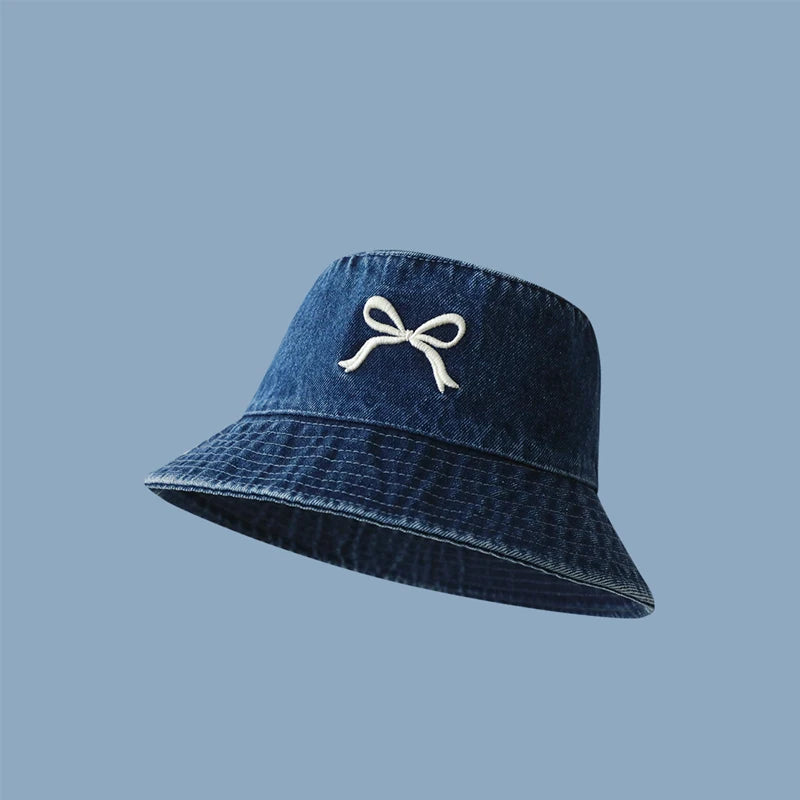 Women’s Bow Harajuku Denim Bucket Hat
