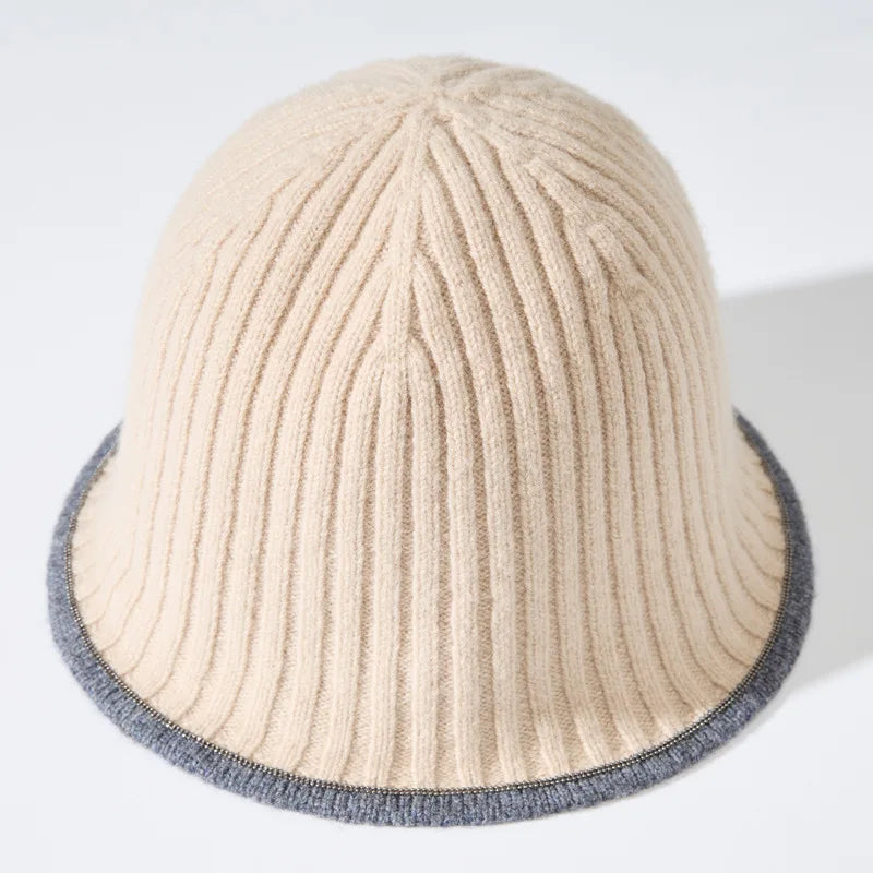 Knitted Wool Buckle Bucket Hat