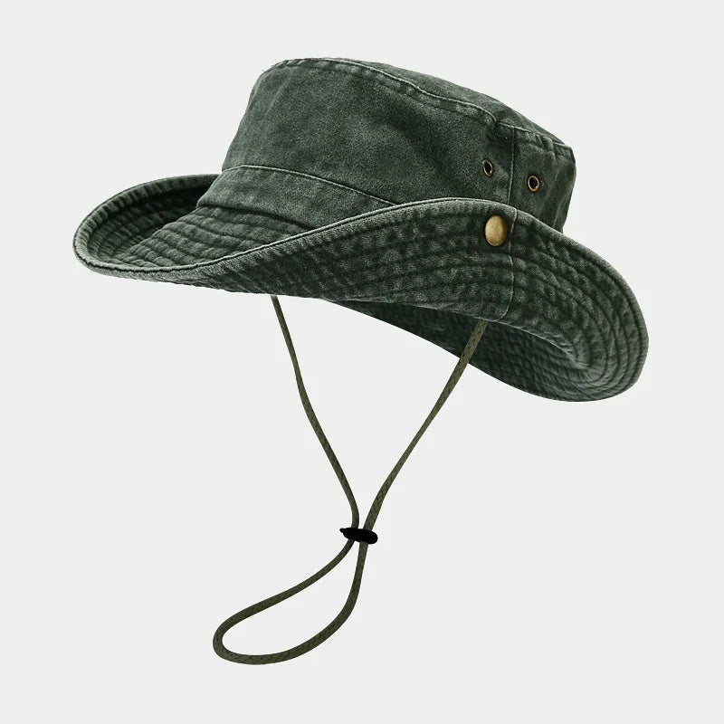Washed Distressed Large Brim Bucket Hat