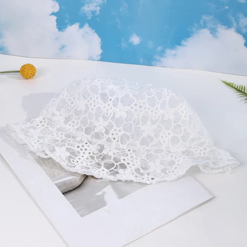 Thin Mesh Lace Flower Fisherman Hat