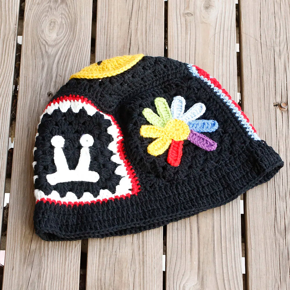 Colorful Gradient Flower Knitted Wool Bucket Hat