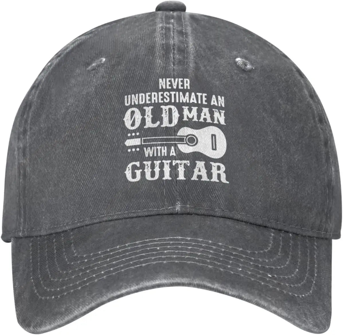 Never Underestimate Old Man With Guitar Baseball Cap