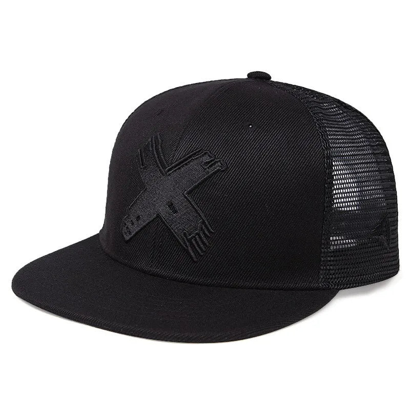 Mesh X Letter 3D Embroidered Snapback Cap