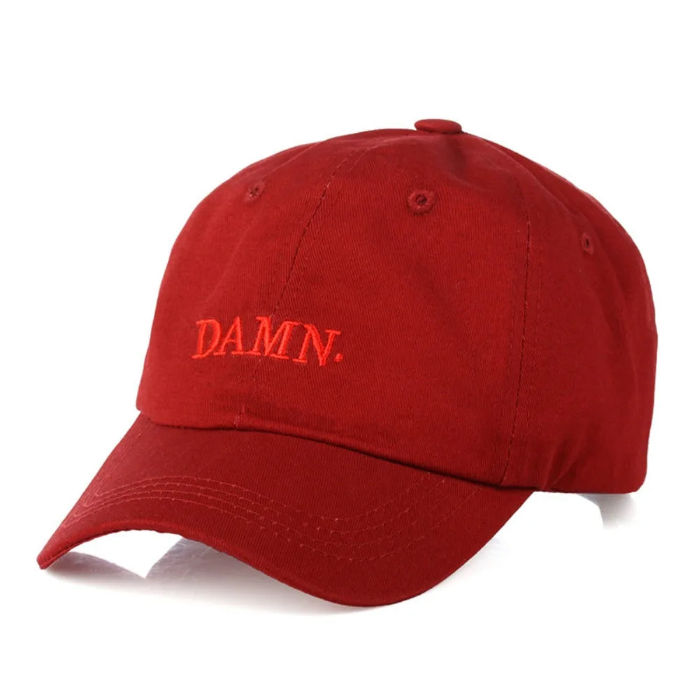 DAMN Letter Embroidery Distressed Washed Baseball Cap