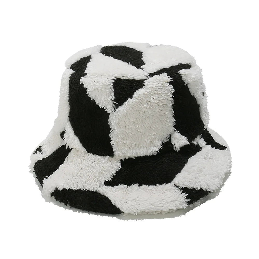 Women Faux Fur Winter Bucket Hat